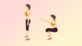 an illustration of a woman doing a squat