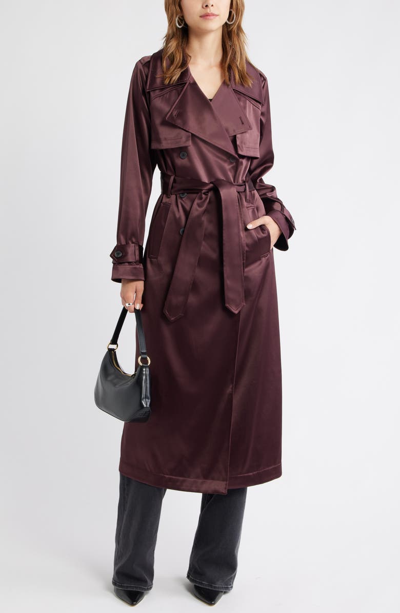 Belted Satin Trench Jacket