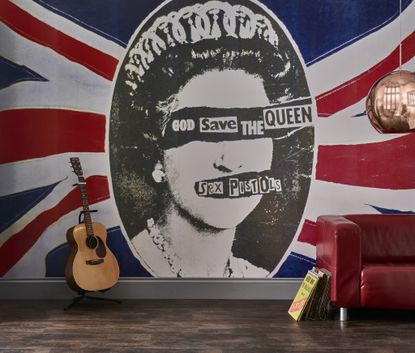 The Sex Pistols God Save The Queen – part of a collection aof rock murals and wallpapers produced rock roll