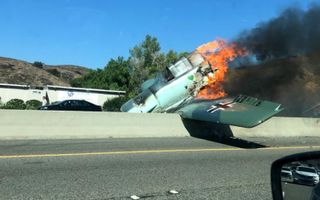 A vintage world-war-II model single-engine plane crashed on California highway yesterday (Oct. 24)