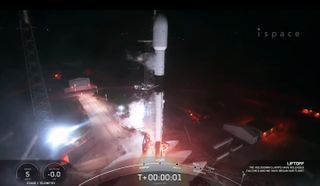 A SpaceX Falcon 9 rocket launches the Hakuto-R moon lander for the Japanese company ispace from Cape Canaveral Space Force Station on Dec. 11, 2022.