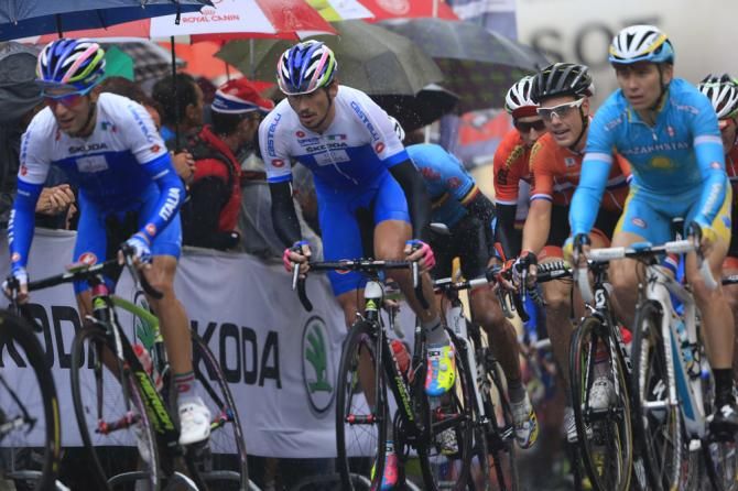 The Italian team lead the peloton