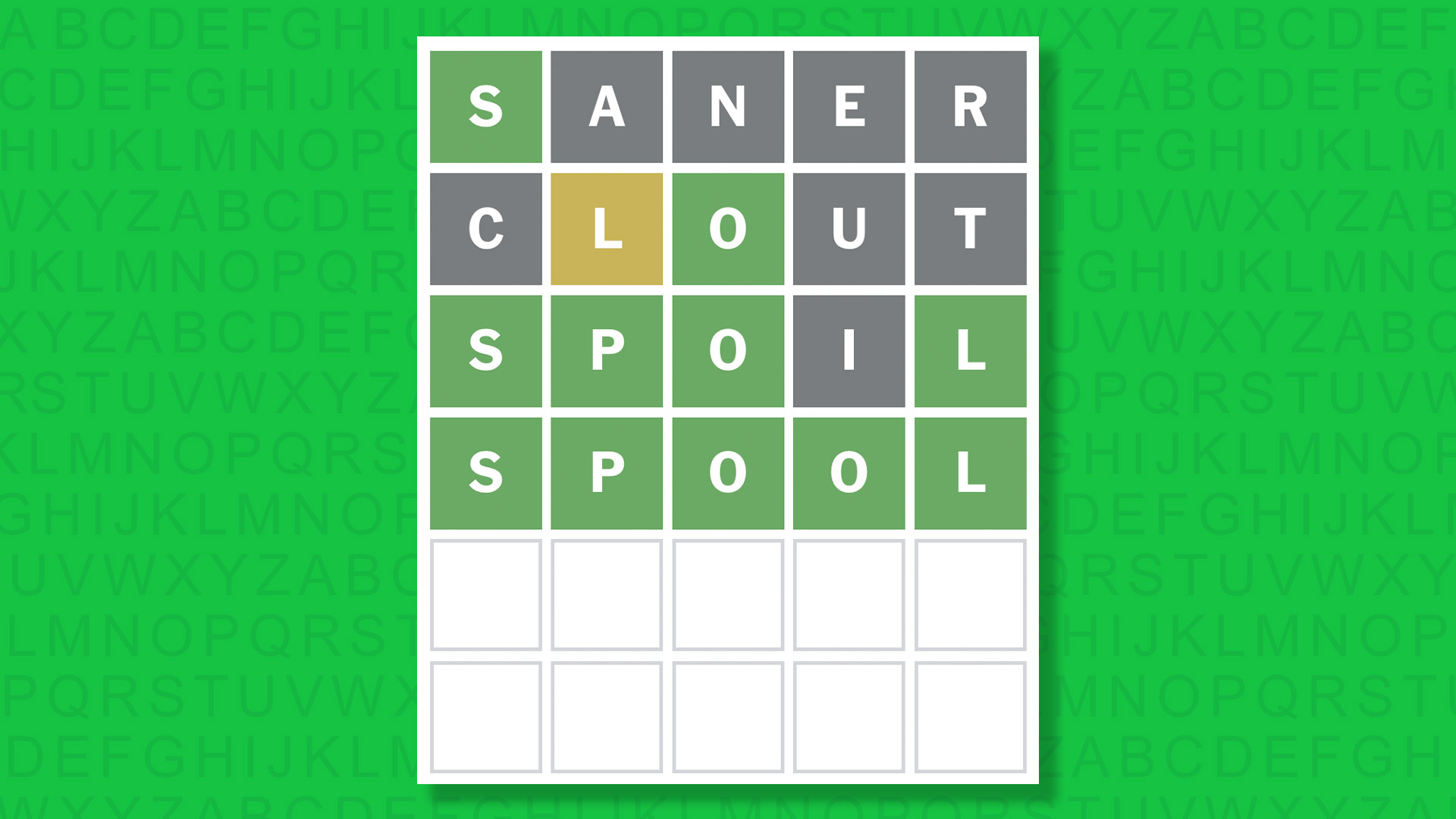 NYT Wordle answer for game 1649 on a green background