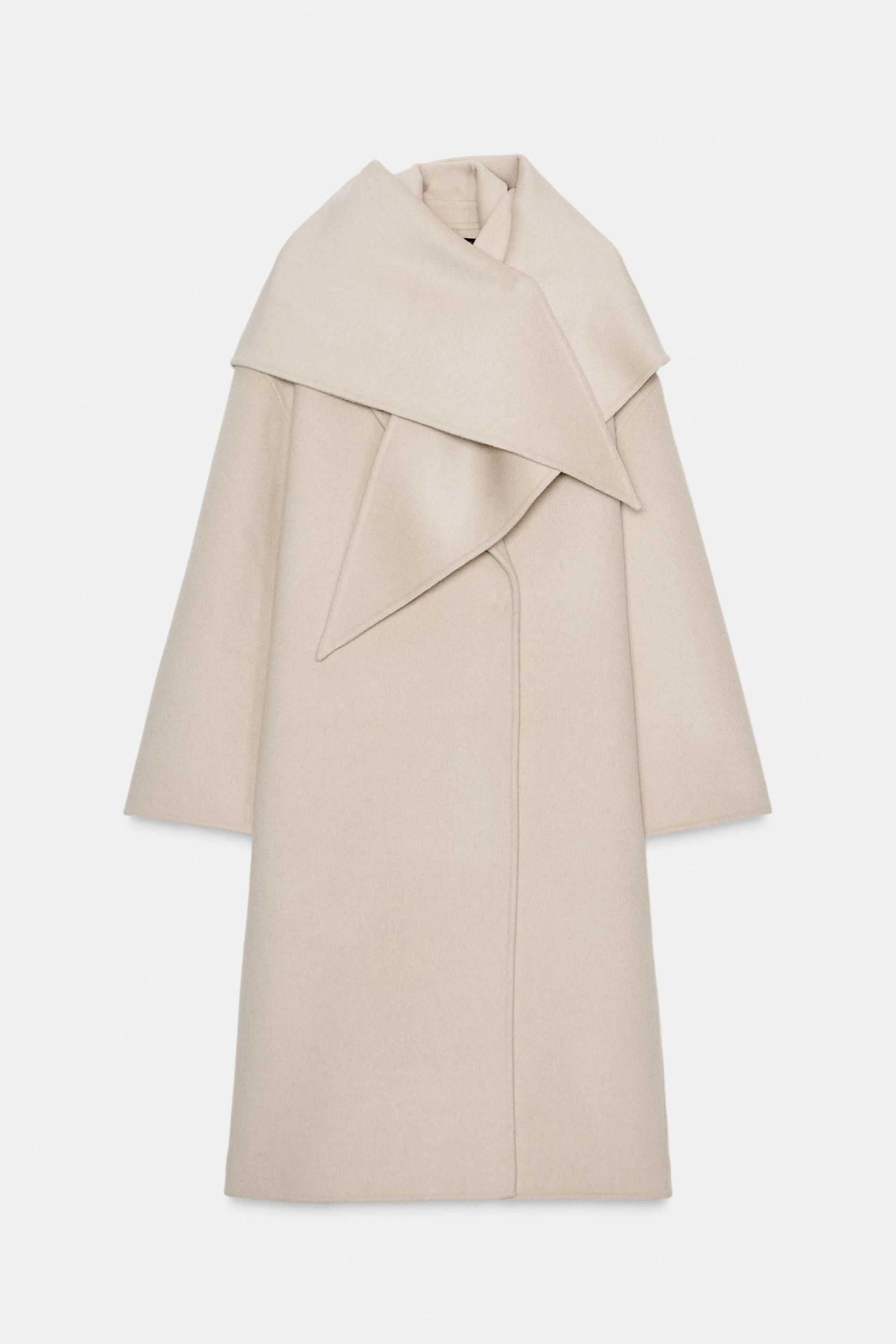 Oversized Wool Blend Scarf Coat Zw Collection