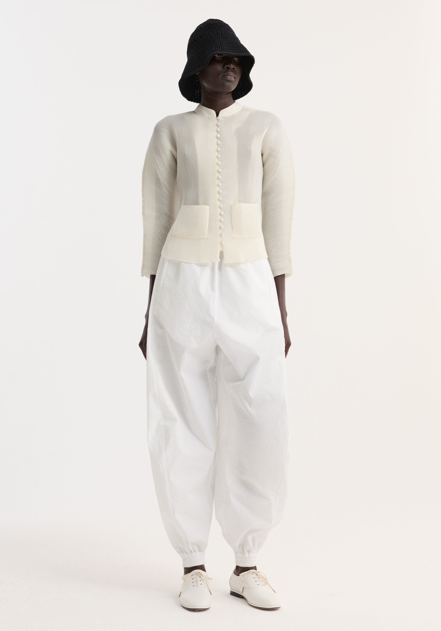 Plissé Cardigan | Cream