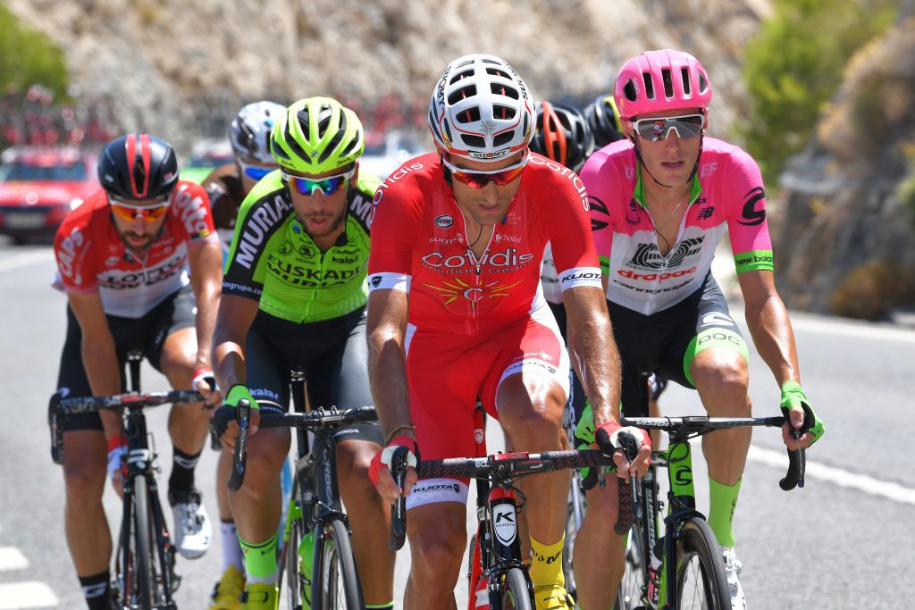 Luis Angel Mate (Team Cofidis), Hector Saez (Team Euskadi - Murias), Pierre Rolland (Team EF Education First - Drapac) in the breakaway