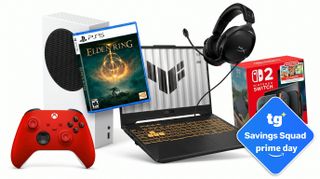 Compilation of gaming consoles, controllers and accessories.