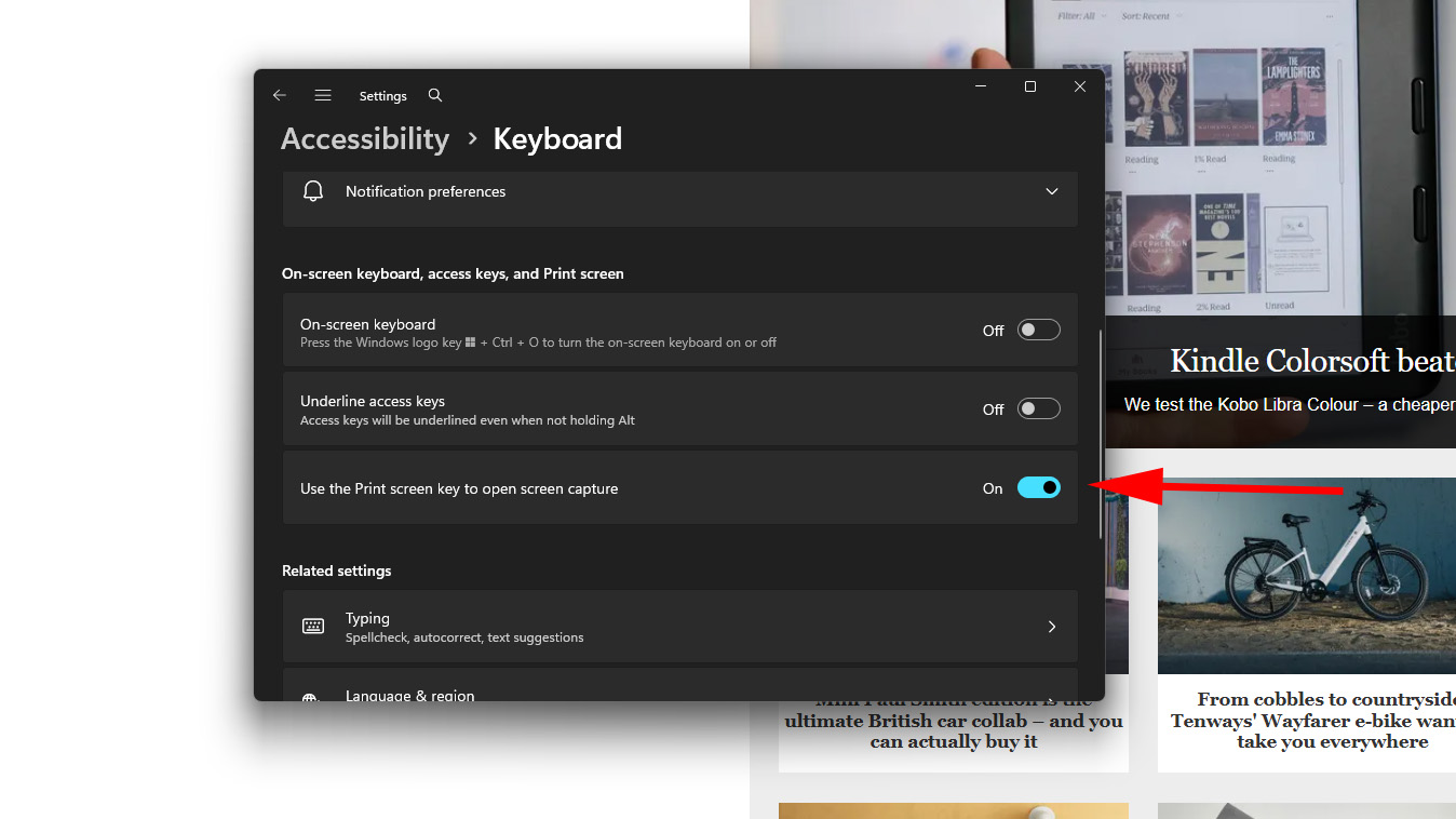Print screen settings