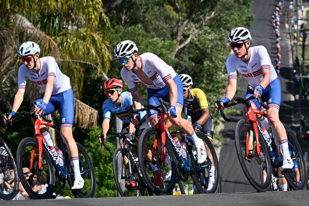 The men's elite race at the Wollongong 2022 UCI Road World Championships Sunday 25th September