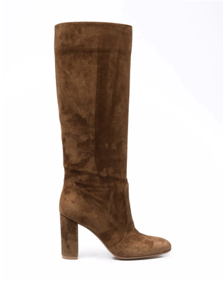 a pair of suede boots