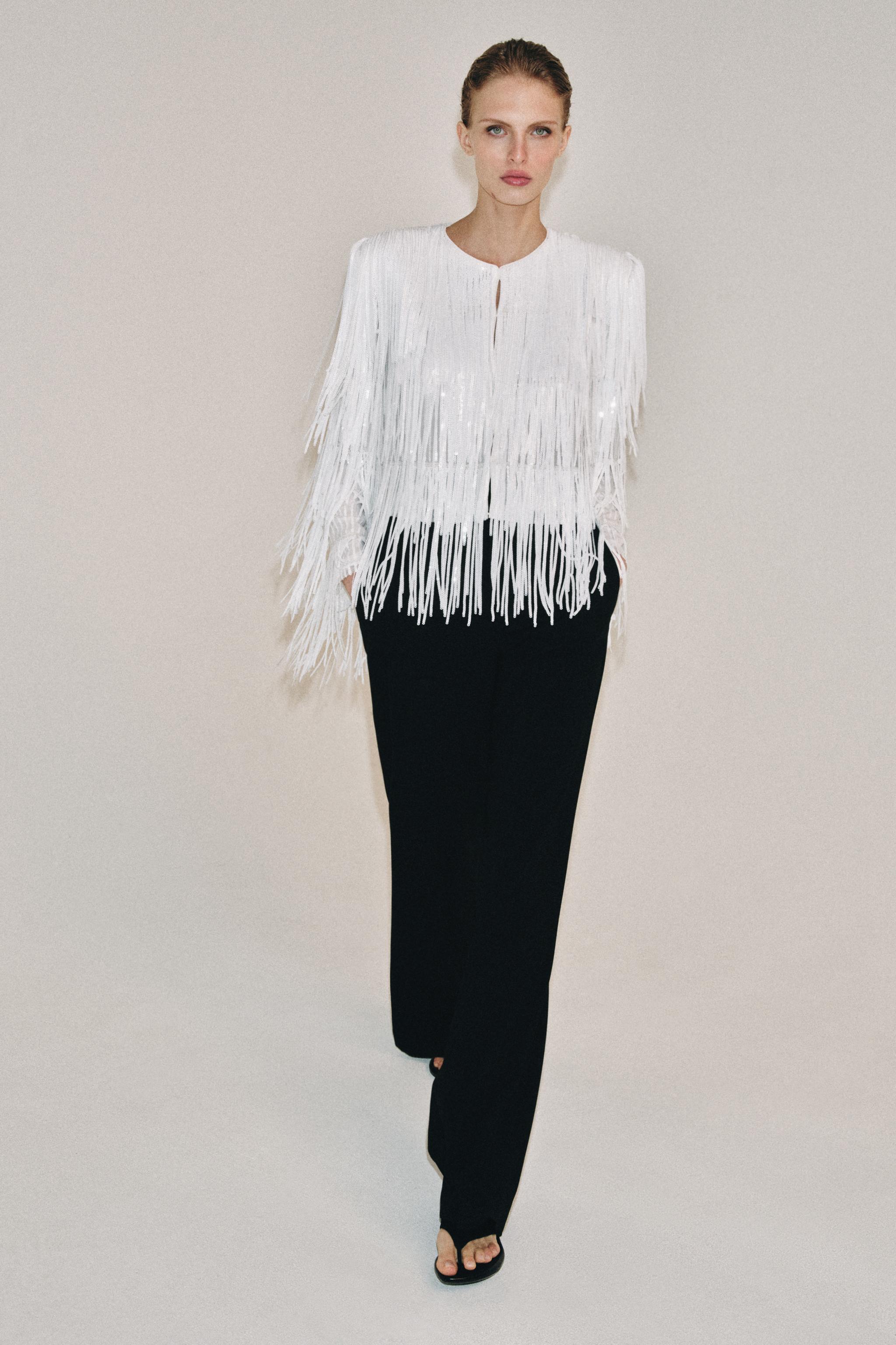 Zw Collection Sequin Fringe Jacket