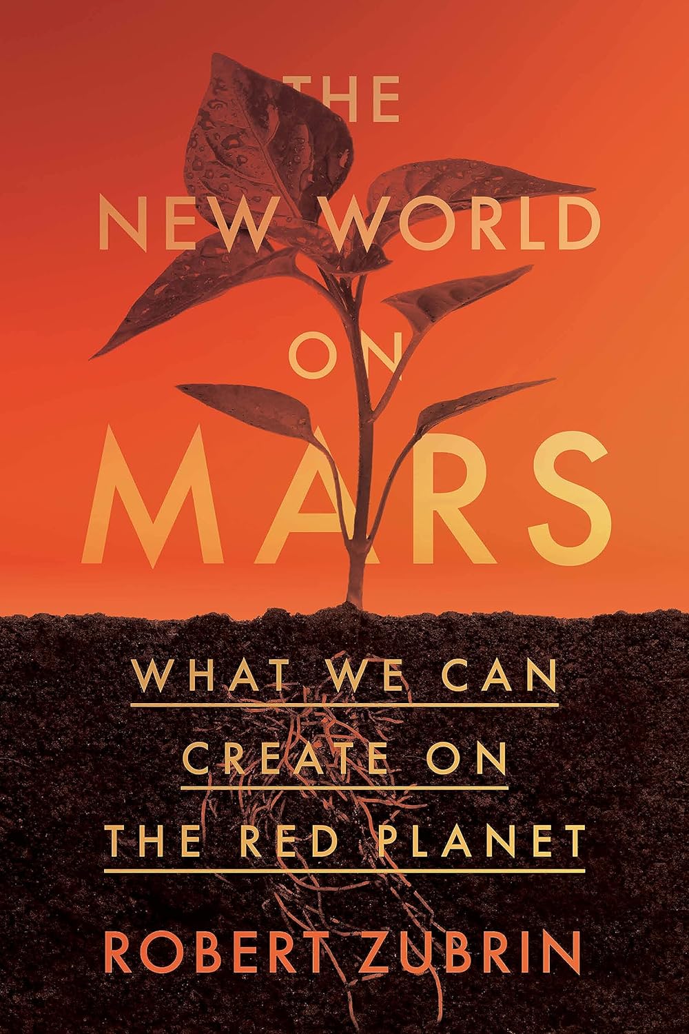 a book cover showing a planet growing in reddish soil behind the text 