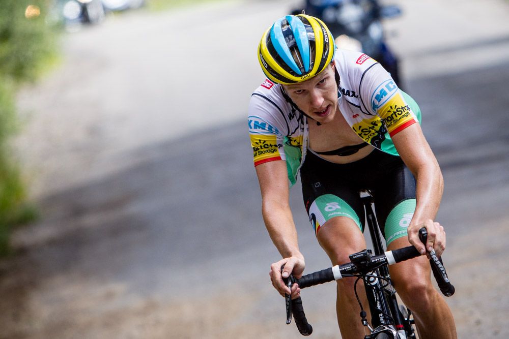 Rob Britton (SmartStop) rode most of the final climb solo