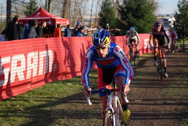 Johnson making his move on the second lap.