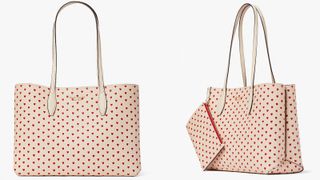 Best tote bags from Kate Spade include this heart printed bag