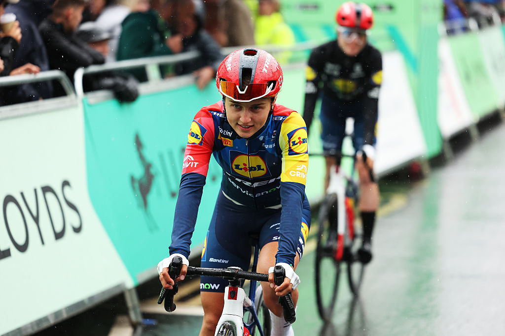 CLITHEROE, ENGLAND - AUGUST 20: Fleur Moors of Belgium and Team Lidl - Trek prior to the 11th Lloyds Tour of Britain Women 2026, Stage 2 a 110.5km stage from Clitheroe to Blackpool / #UCIWWT / on August 20, 2026 in Clitheroe, England. (Photo by Matt McNulty/Getty Images)