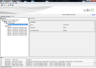 Use LSI’s MegaRAID Storage Manager to administer your WarpDrive.