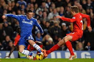 Chelsea's Fernando Torres in action against former club Liverpool in 2014.