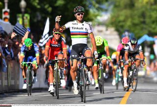 Peter Sagan (Tinkoff) timed his sprint perfectly to win in Quebec