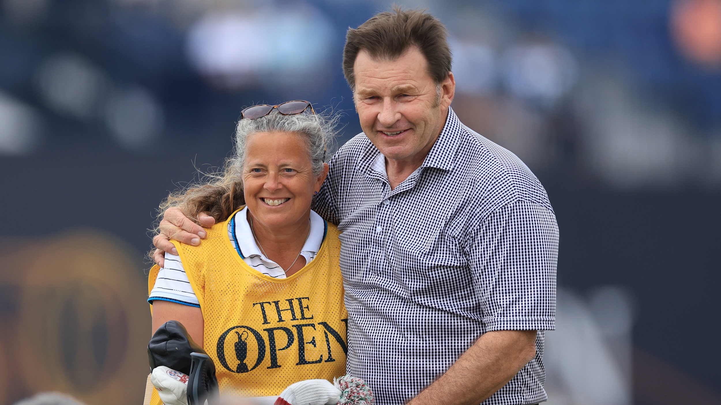 Sir Nick Faldo with long-time caddie Fanny Sunesson