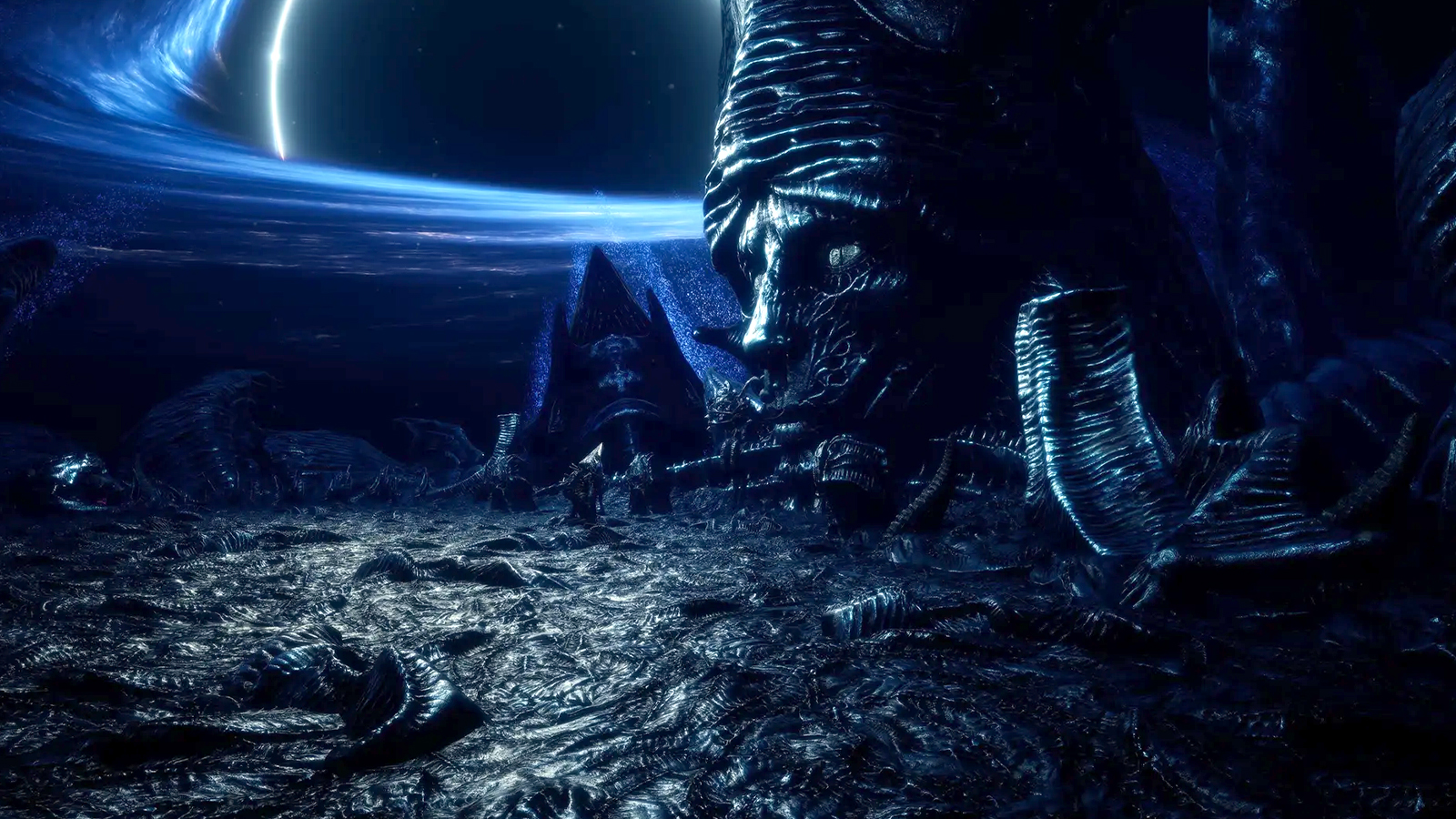 scenes from a surreal Giger influenced game