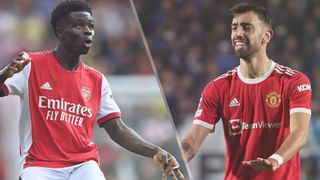 Bukayo Saka of Arsenal and Bruno Fernandes of Manchester United could both feature in the Arsenal vs Manchester United live stream