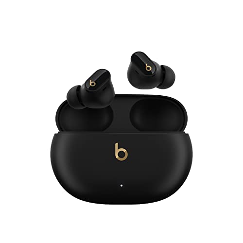 Beats Studio Buds + | True Wireless Noise Cancelling Earbuds, Enhanced Apple & Android Compatibility, Built-In Microphone, Sweat Resistant Bluetooth Headphones, Spatial Audio - Black/gold