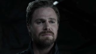 Close-up of Oliver Queen&#039;s sad face in Arrow Season 8