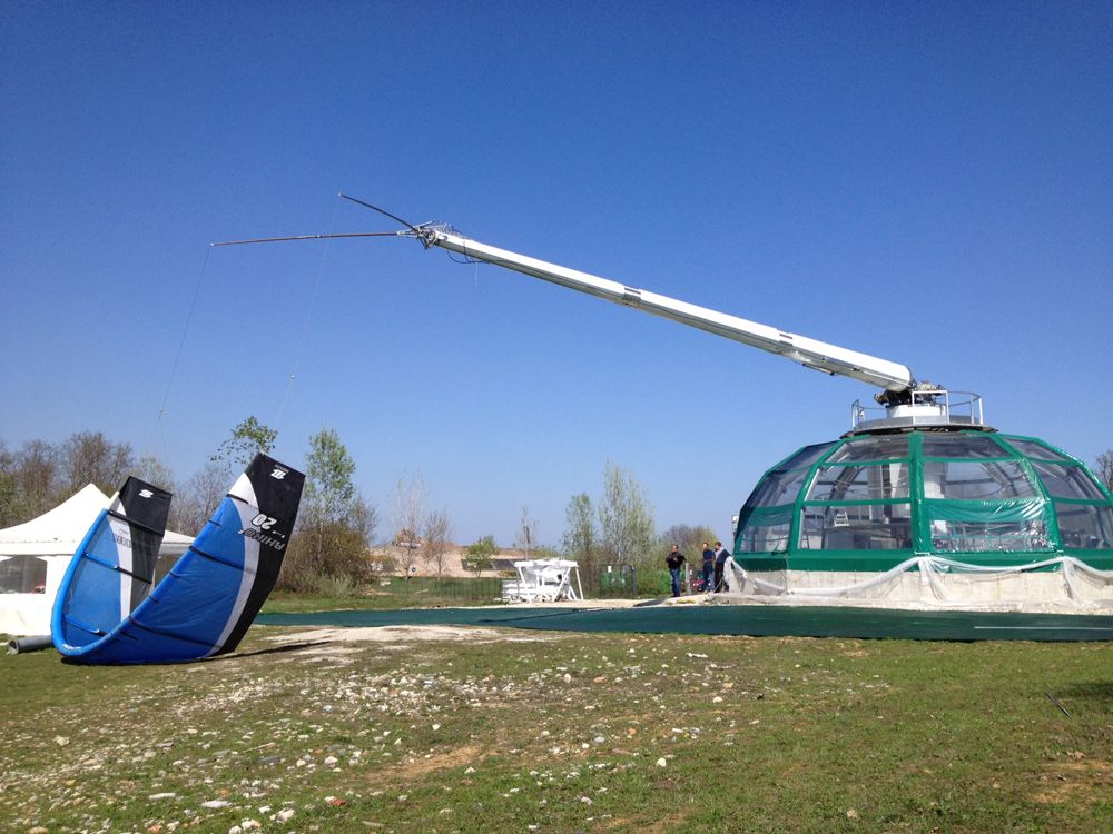 Photo of a KiteGen prototype at work