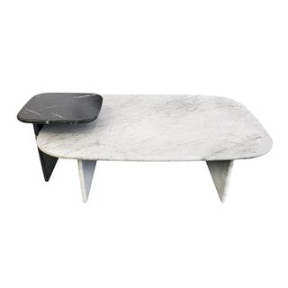 White marble coffee table with marble legs