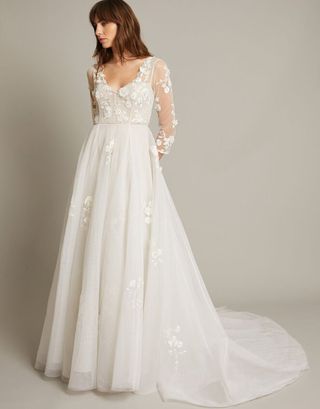 Lucy Embroidered Floral Bridal Maxi Dress Ivory