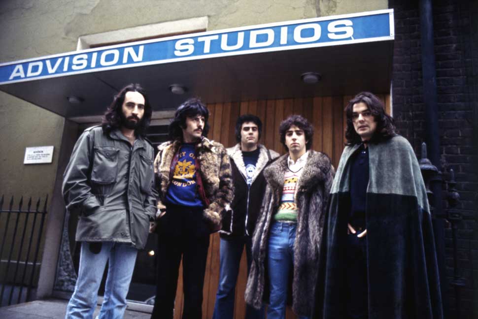 PFM posing in front of Advision Studios, London, 1975