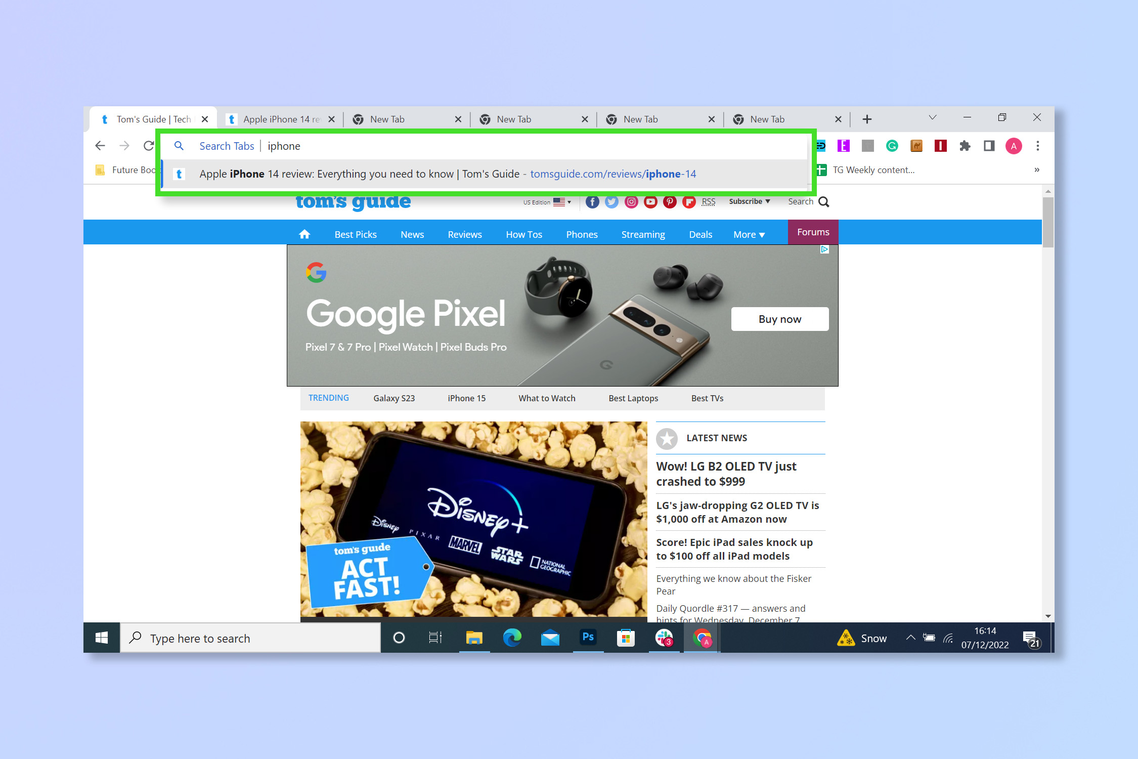 Третий шаг к поиску вкладок в Chrome с помощью @поиска