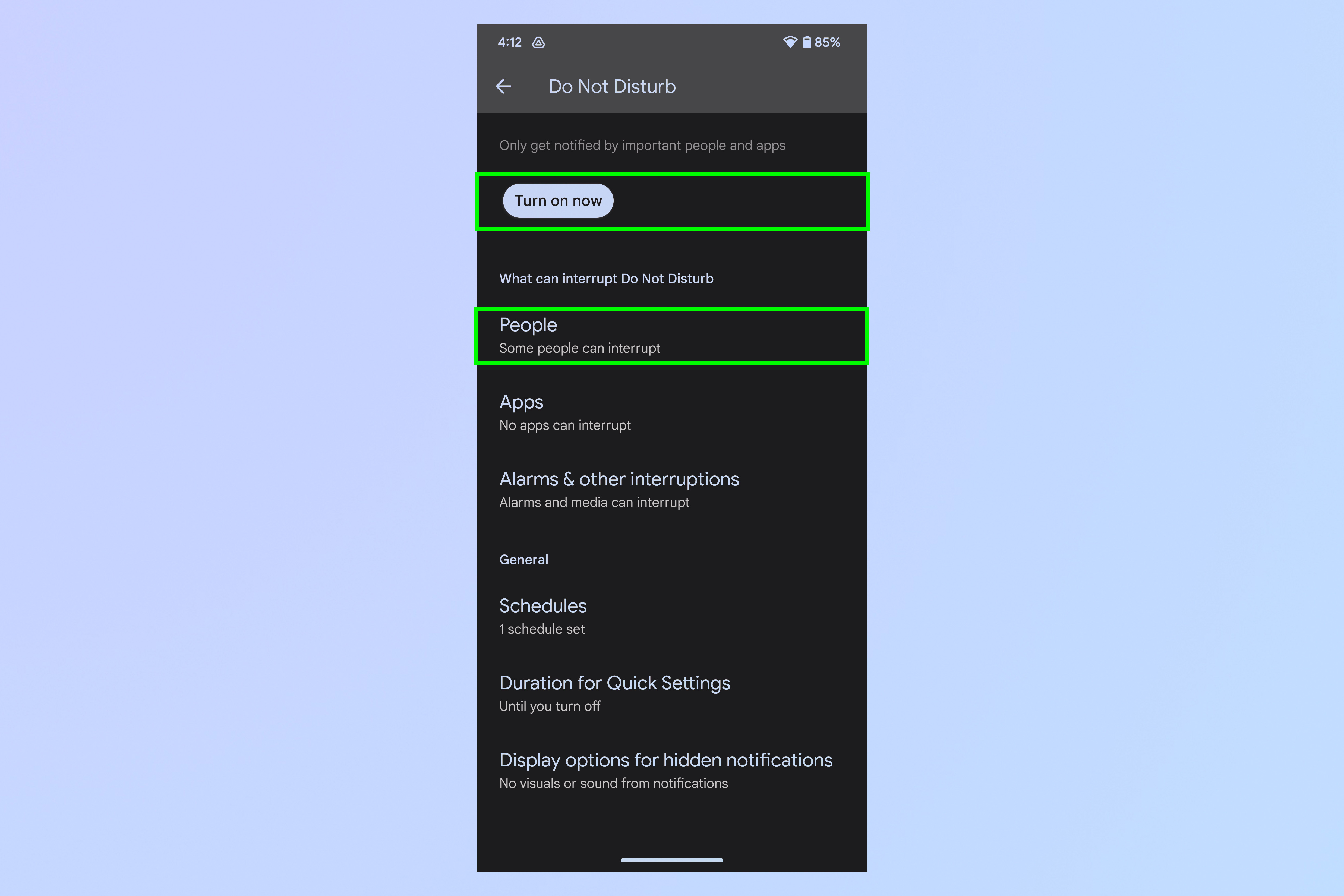 Скриншот, показывающий шаги, необходимые для блокировки всех вызовов на Android.