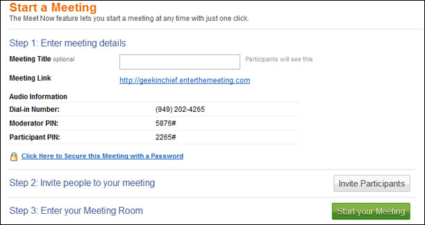 MeetingBurner Start Your Meeting