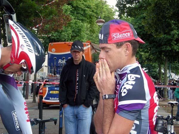 Cadel Evans looks very nervous before the time trial.