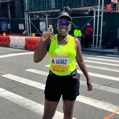 Nikki Ogunnaike running a marathon 