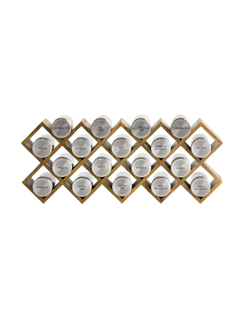 18-Jar Spice Rack With Stainless Caps