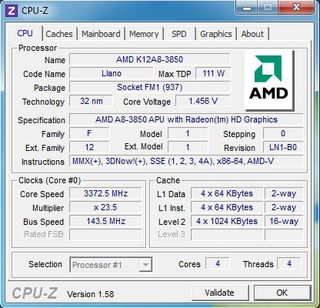 A8-3850 overclocked to nearly 3.4 GHz on Gigabyte's A75M-UD2H