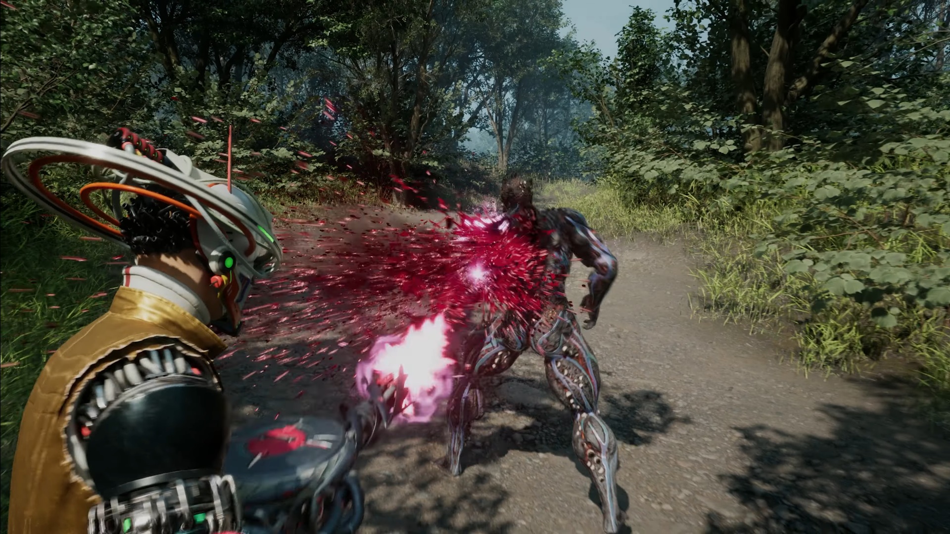 Promotional screenshot of Romeo blasting a monster in Romeo is a Dead Man.