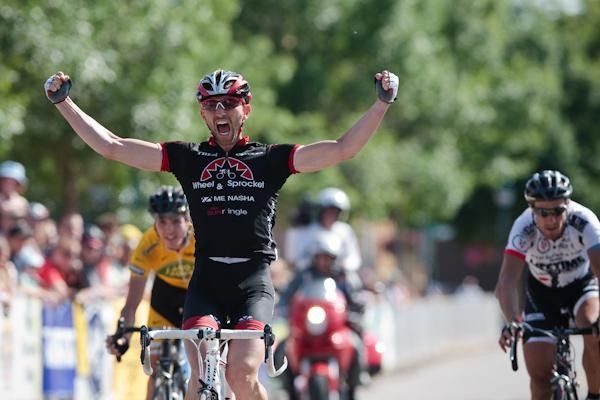 Andy Crater (Wheel &amp; Sprocket) just beats in Chad Gerlach (Amore &amp; Vita) and Mike Northey (Land Rover/Orbea).