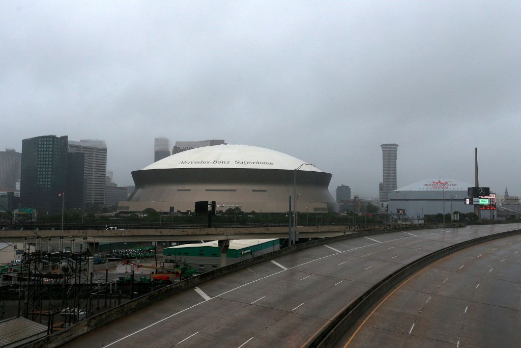 Rain clouds over New Orleans.