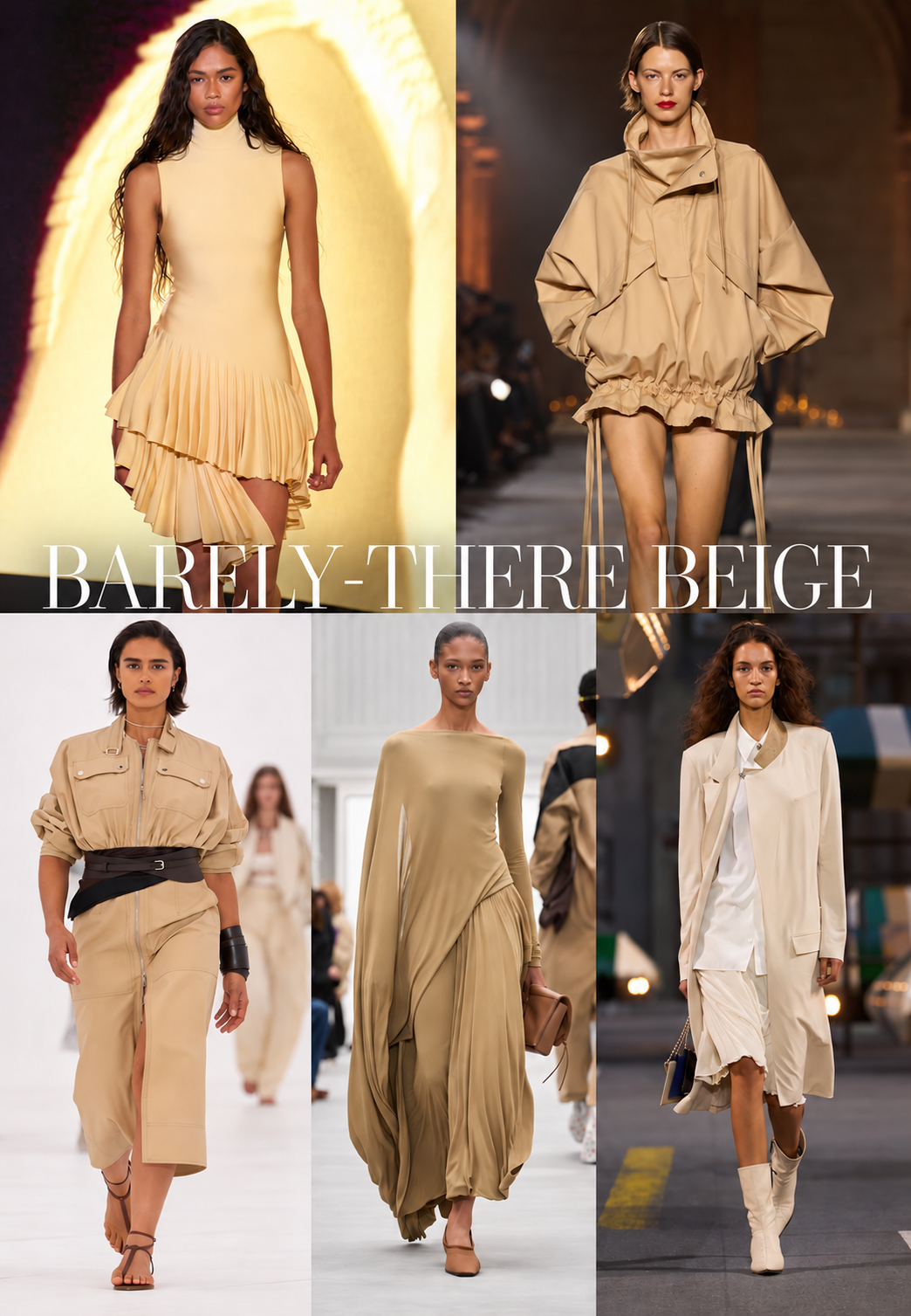 Photo collage of different color trends from the Spring Summer 2027 runway.