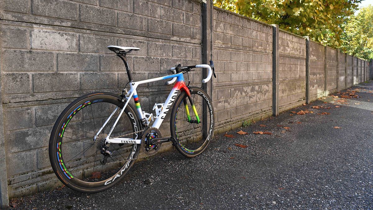 The Campagnolo wheels and Power2Max power meter have also been given the rainbow treatment