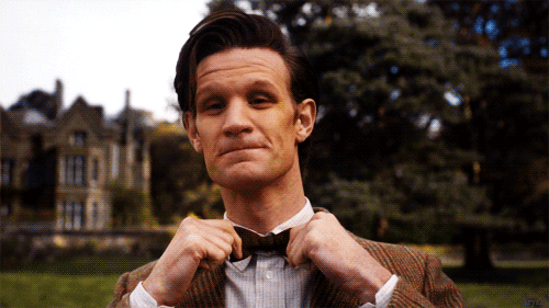 The Doctor adjusts his bowtie. He looks very snazzy.