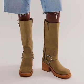 Free People khaki buckle boots