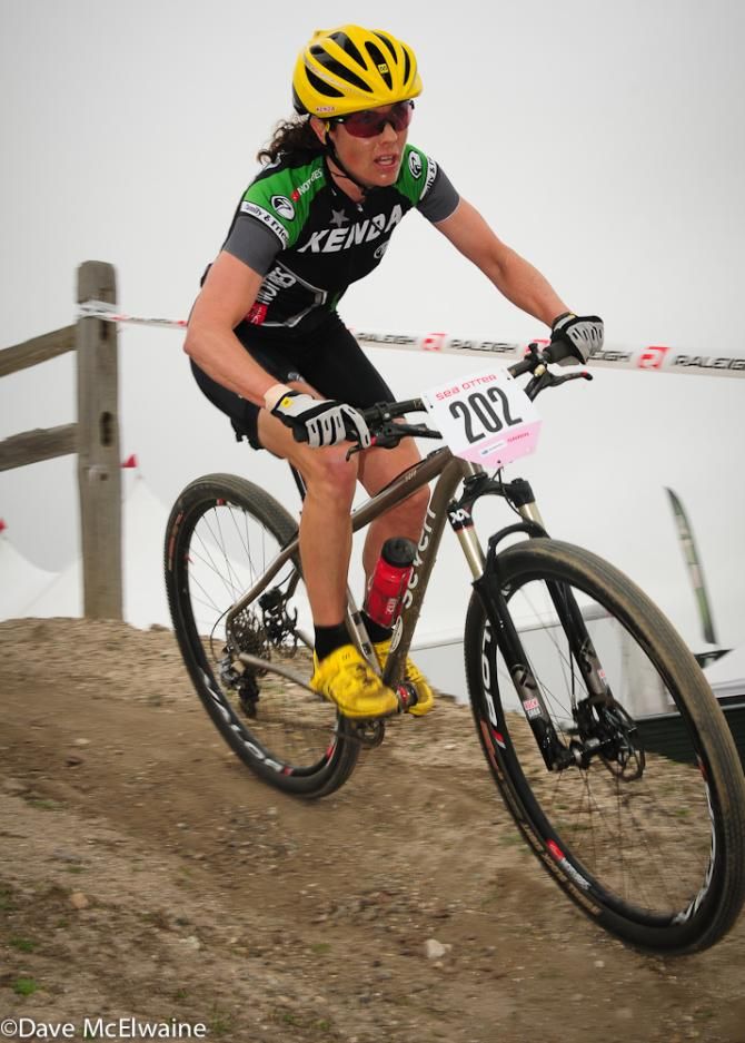 Mary McConneloug (Kenda Stan's No Tubes) putting in a podium ride