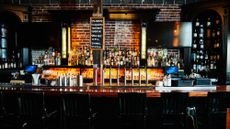 Interior of empty bar at night