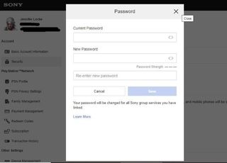 Change PSN password on desktop