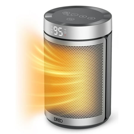 Dreo Space Heaters for Inside, Portable Electric Heater for Home With Thermostat, 1-12h Timer, Eco Mode and Fan Mode, 1500w Ptc Ceramic Fast Safety Energy Efficient Heater for Office Bedroom, Silver